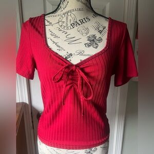 SHEIN Tall Sweetheart Neck Knot Front Tee